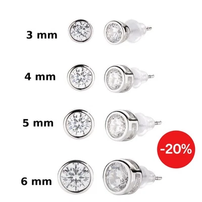 Orecchini Argento 925 Donna a Lobo Amen Punto Luce Zircone Rodio Varie Misure - Immagine 1 di 2