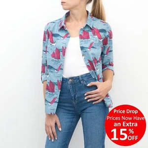 Seasalt Shirt Damen blau Larissa Bluse Segelboote Baumwolle leicht Sommer