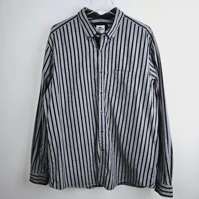 Camisa de hombre Lacoste gris a rayas con botones delanteros manga larga, talla 44 Foto 1 de 4