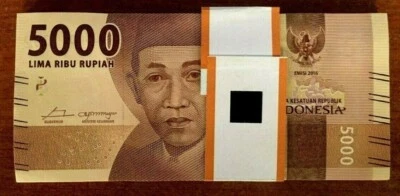 Indonesia 5000 Rupiah P-156 2016 x 100 Pcs BUNDLE Pack Lot UNC Currency NOTE - Image 1 of 4
