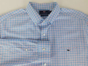 Camicia Tucker Vineyard Vines da uomo designer blu rosa a quadri slim XXL BELLA - Foto 1 di 13