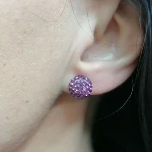 swarovski orecchini pallina a lobo viola e argento 925 orecchini donna a perno - Foto 1 di 7
