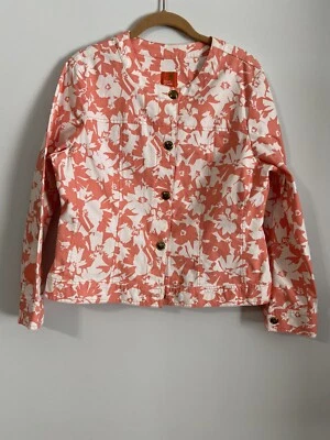 Chaqueta vaquera Hearts of Palm para mujer talla 12 blanco melocotón con flores manga larga Foto 1 de 4