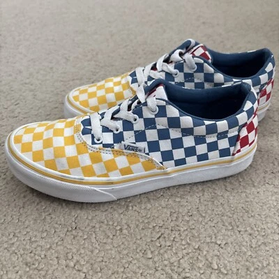 VANS Checkerboard Classic Sneakers Youth Sz. 4 Women’s 5.5 Blue Red Yellow Shoes - Image 1 of 4