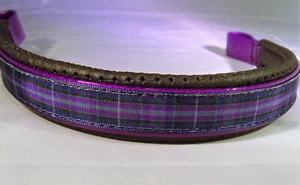 Perfeq Padded Neon Purple Brow Band with "Pride of Scotland" Tartan Overlay - Picture 1 of 2