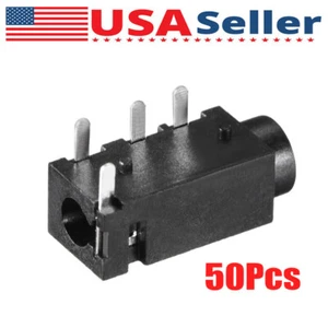 50Pcs PJ320A Female Audio Jack Connector 3.5mm 1/8 4Pin PCB DIP Stereo Headphone - Picture 1 of 4