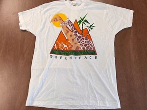 GREENPEACE GIRAFFE 1988 T SHIRT SINGLE STITCH VINTAGE DEADSTOCK 3XL SCREEN STARS - Picture 1 of 7