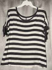 Soho New York & Company Jeans Striped Cold Shoulder Soft Tee T-Shirt Womens M
