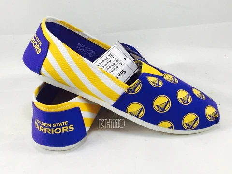 NBA Golden State Warriors Ladies Canvas Stripe Shoes Slippers Cover