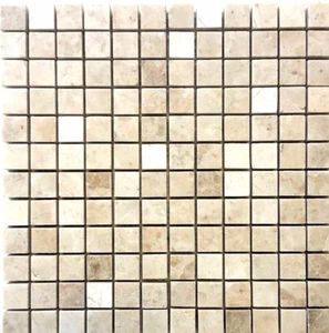 1x1 Botticino Brushed Marble Mosaic Tile Wall Backsplash Floor Kitchen Bathroom - Picture 1 of 3