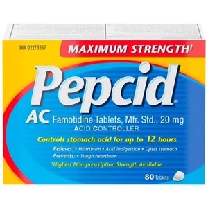 Pepcid AC Maximum Strength Tablets Acid Reducer for Heartburn 80 Tab - Picture 1 of 2