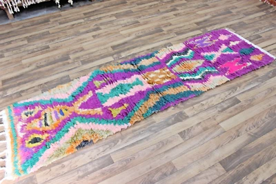 Alfombra de corredor marroquí 251x69 cm tejida a mano de lana alfombra bereber vibrante Foto 1 de 4