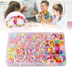 1 Box Girls Kids DIY Bracelet Arts Craft Make Own Beads Jewellery Making Set Kit - Picture 1 of 11