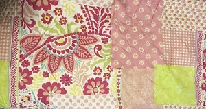 Girls Pink Floral Twin Comforter Sham Reversible Quilt Pattern Flowers 2 pc set - Picture 1 of 4
