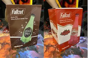 Fallout Nuka Cola Mix Verde + SET Bottiglia Vetro Mirtillo + 20 Tappi Bottiglia Rocket - Foto 1 di 7