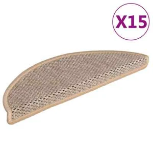 vidaXL Stair Mats Self-adhesive Sisal-Look 15 pcs 56x17x3 cm Light BeigeNew - Picture 1 of 9