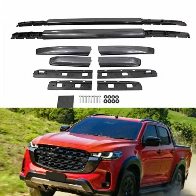 2Pcs for Mazda BT-50 2020-2025 Black Aluminum Roof Rail Rack Accessories - Image 1 of 4
