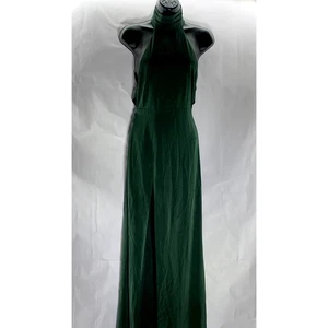 NBD Women's Dark Green Everett Open-Back Side Slit Halter Maxi Dress SZ XS - Picture 1 of 10