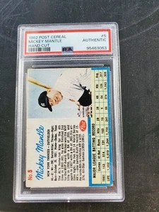 1962 Post Cereal #5 Mickey Mantle - PSA Authentic - Picture 1 of 2