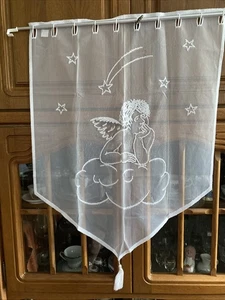 Scheibengardine Engelsmotiv mit Quaste 58 cm x 85 cm - Bild 1 von 7