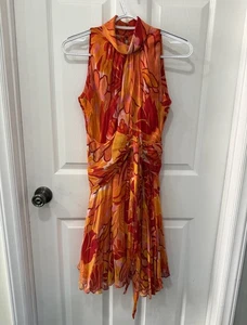 Vintage 60er/70er Jahre buntes Blumen Mod Cocktailkleid atemberaubende Jeunesse XS - Bild 1 von 18