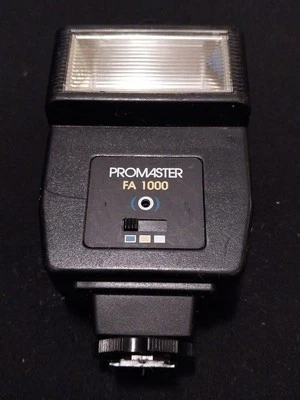 Promaster FA-1000 Shoe Mount Auto Flash for Portable Universal Film Camera Black - Image 1 of 4