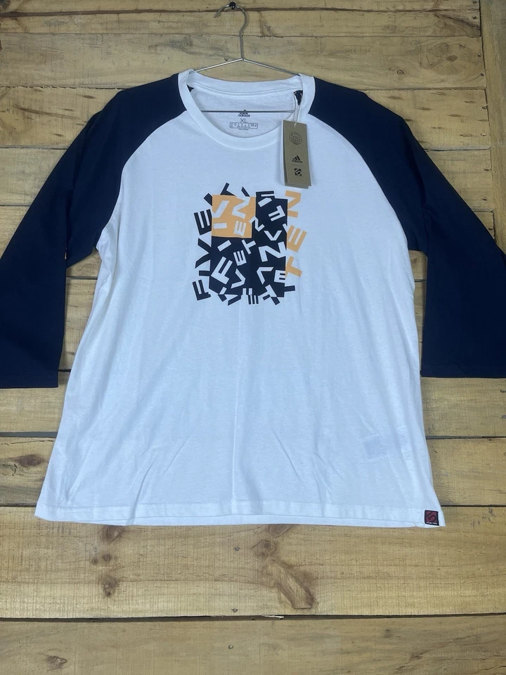 Adidas Five Ten 3/4 Sleeve GFX Jersey T-Shirt Bike White Blue Women's Sz XL - Image 1 of 4