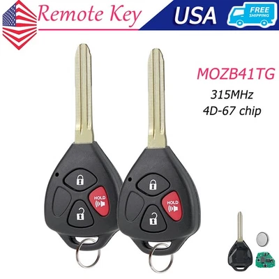 2 para 2007-2011 Toyota Yaris 2005-2012 Scion tC chave de entrada sem chave controle remoto Fob 3B - Imagem 1 de 4