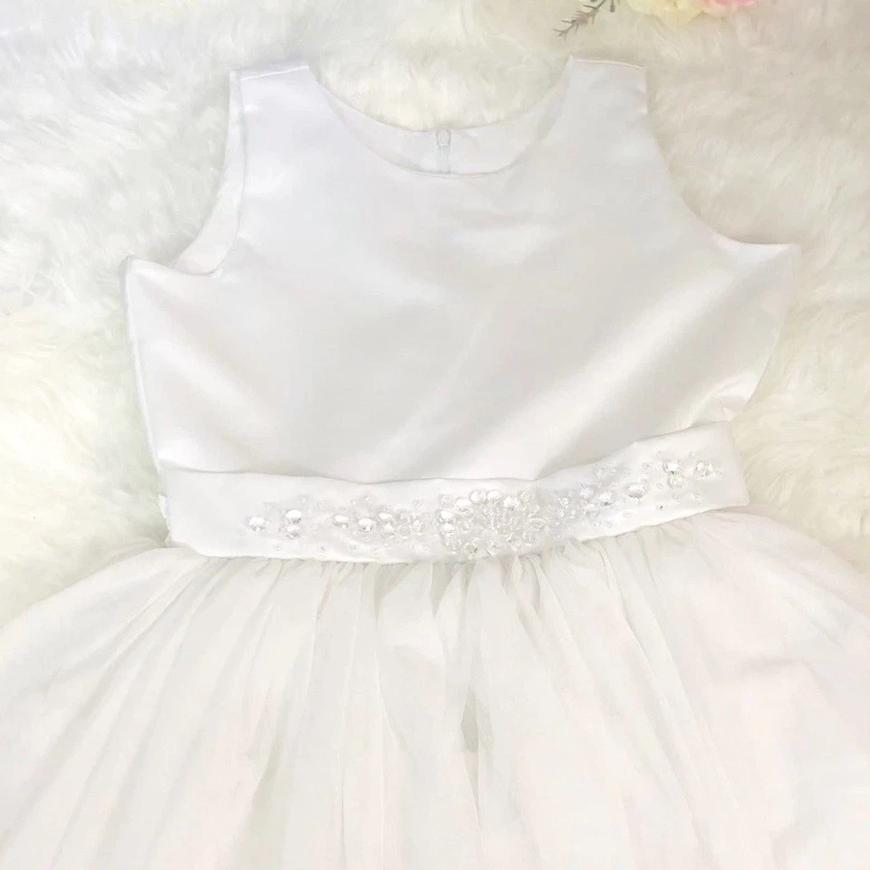 Isabella & Chloe девочки Sz 14 цветок девочка платье белый тюль карнавальный бисером официальный - Изображение 1 из 4