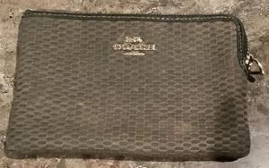 Y2K COACH Legacy Signature Jacquard Corner Zip Wristlet Silver Grey Black - Picture 1 of 5