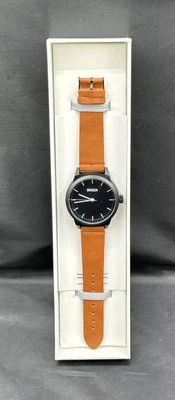 Breda Bespoke Post Black Case Black Dial Brown Leather Band Wristwatch NEW - Image 1 of 4