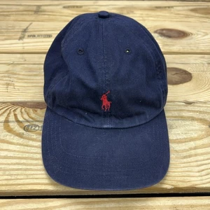 Polo Ralph Lauren Navy Blue Dad Hat Cap Red Pony Adjustable Strapback - Picture 1 of 6