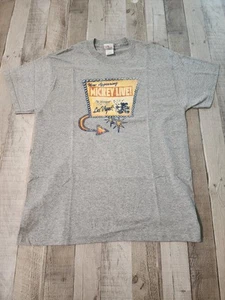 Vtg Disney Mickey Live In Las Vegas T-shirt Men's Large Gray - Picture 1 of 7