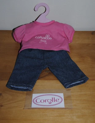 🤡Vetement Poupon Poupée COROLLE 36 Cm Pantalon jean's + Haut  Rose - Photo 1/4