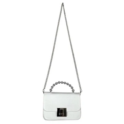 Fashion Nova Crossbody Handle Bag White Silver Removable Chain Strap Preppy - Image 1 of 4