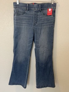 Pantalón Spanx Nuevo con Etiquetas Pull On Denim Recortado Kick Acampanado De Colección Índigo Grande Pequeño $148 - Imagen 1 de 9