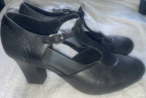 TACONES DE CUERO NEGROS TALLA UK8 PARA DAMA HEBILLA MÁS CALIENTE CIERRE SIN DESGASTE ALTURA 3 PULGADAS - Imagen 1 de 10