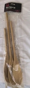 Chef Craft 3pc Beechwood Wooden Kitchen Mixing Spoon Set - 10", 12" & 14" Long - Picture 1 of 2