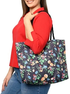Minnie Mouse Tote Bag Rope Handle Flowers Travel Carry-on Disney Womens - Picture 1 of 8
