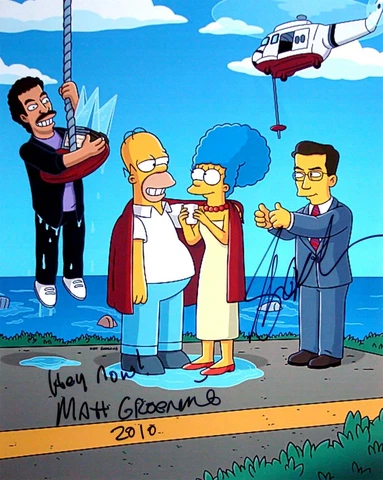 Matt Groening & Stephen Colbert Autograph the Simpsons Autograph Cover