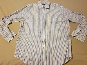 Mens Joseph Abboud Linen Dress Shirt XL Blue White Yellow Button - Picture 1 of 7