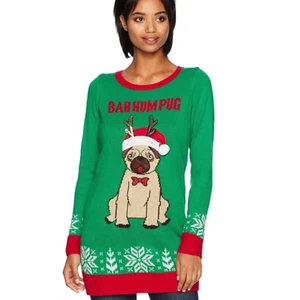 Suéter de Navidad Blizzard Bay Ugly - Bah Hum Pug - NUEVO - Talla Grande - Imagen 1 de 2
