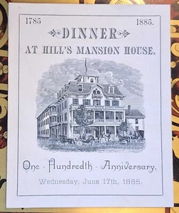 Menu - BOSTON - Hill's Mansion House- CAROLINA - 17 june 1885 - EASTHAMPTON - Picture 1 of 2