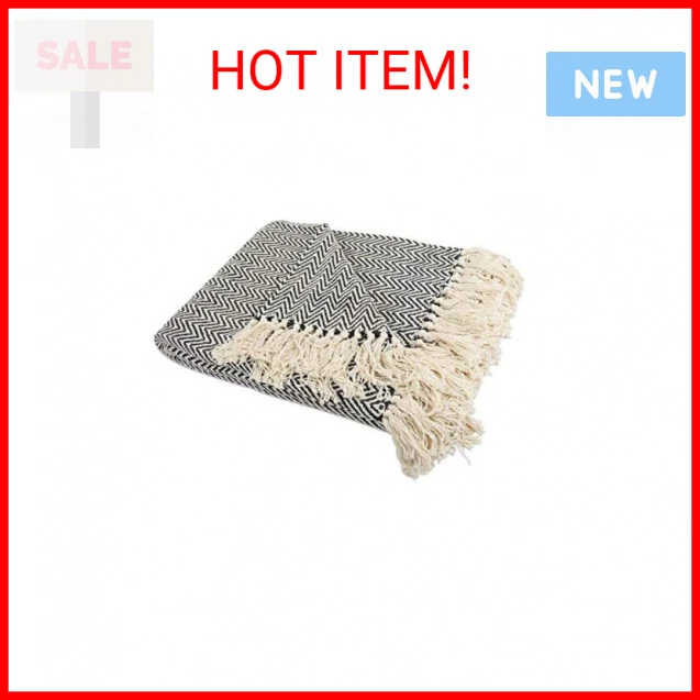 Dii Rustic Farmhouse Cotton Chevron Blanket Throw With Fringe for Chair Couch