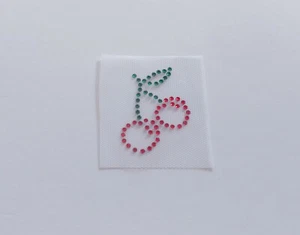 Rote Kirschen Strass Bügelapplikation, Cherry Bling, Cherry Hot Fix Transfer - Bild 1 von 2