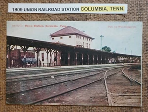 POSTED: 1909 UNION RAILROAD STATION COLUMBIA TENN. Postcard LITHO COLOR #B1082C3 - Picture 1 of 2