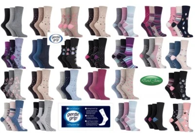 3 pairs Ladies SockShop Cotton Gentle Grip 4-8 uk Socks - NEW variations