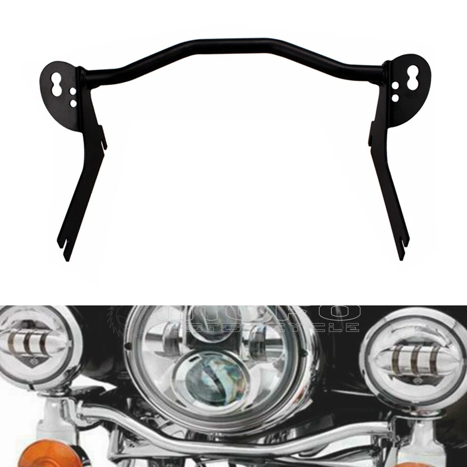 For Harley Touring Road King FLHR Front Passing Spot Fog Light Mount Bracket Bar - Image 1 of 4