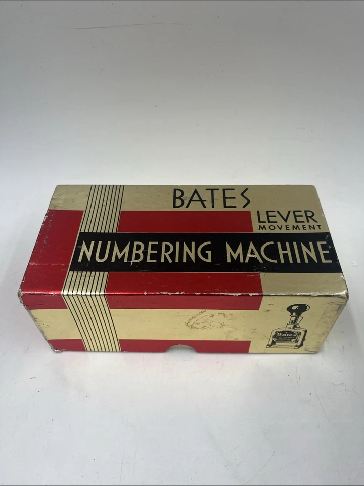 Vintage Bates Numbering Machine 7 Lever Movement, With Instructions - Image 1 of 4
