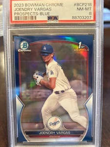 2023 Bowman Chrome Joendry Vargas Blue Refractor /150 BCP218 PSA 8  - Picture 1 of 2